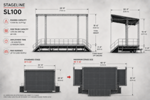 Stageline SL100 mobile stage dimensions, stage height and technical specifications